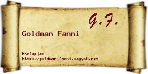 Goldman Fanni névjegykártya